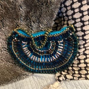 Blue/Turquoise Beaded Hobo Bag